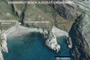 Low aerial view of Sermermiut Beach