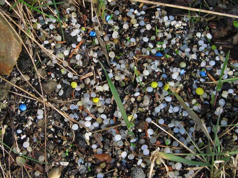 Nurdles - plastic "gravel" by Barbara Agnew, public domain, via Flicker).