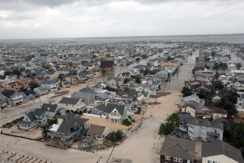 Aerial view of the damage caused by Hurricane Sandy to the New Jersey coast, Oct. 30, 2012. (DVIDSHUB: U.S. Air Force photo by Master Sgt. Mark C. Olsen CC BY 2.0 via Flickr).