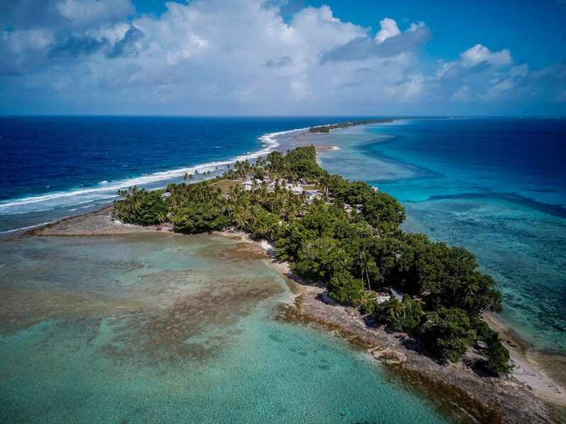 Aerial view of Funafuti Atoll, Tuvalu (by Aurélia Rusek courtesy of UNDP, public domain).