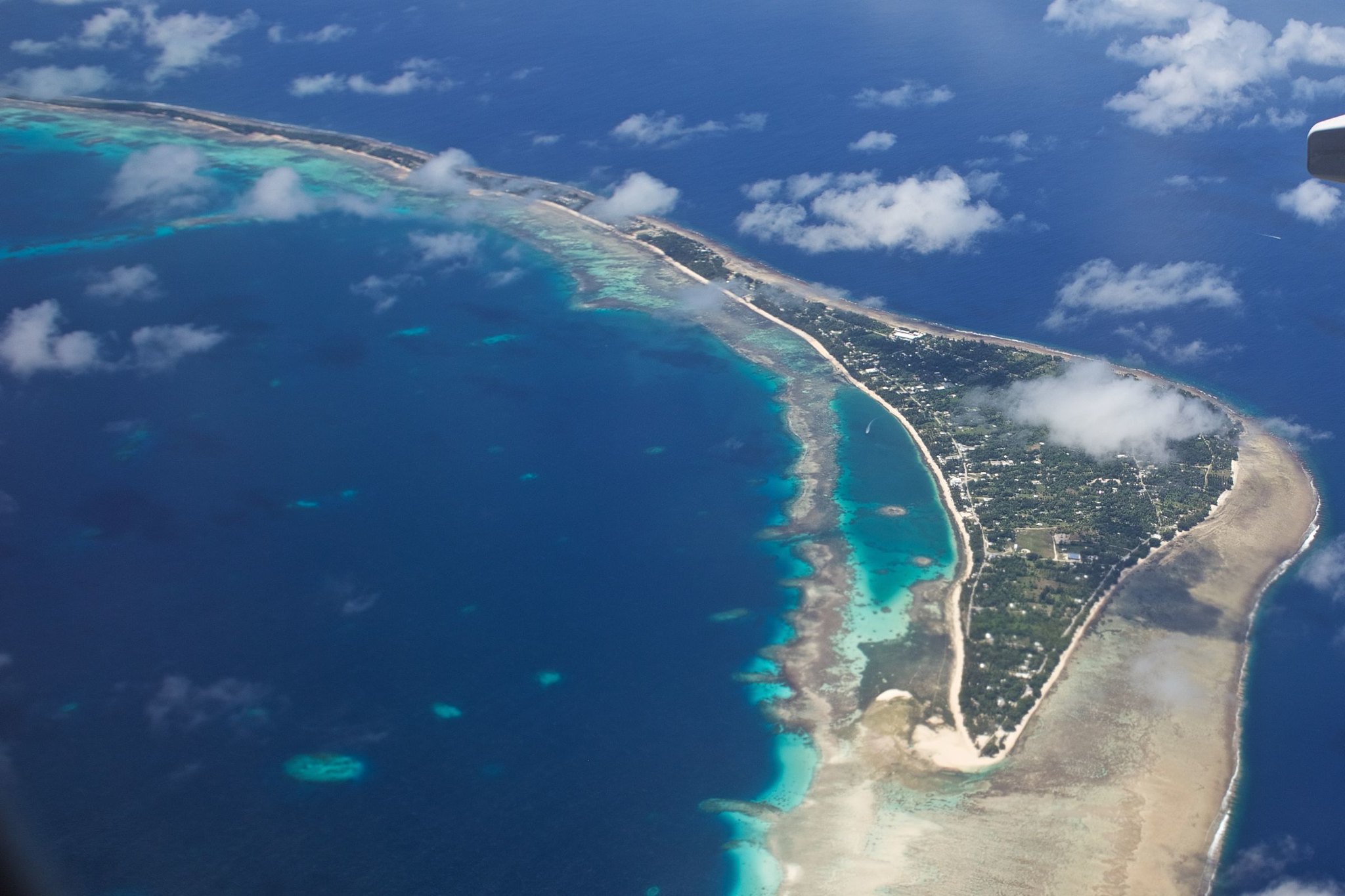 Aerial view of Laura Island, Majuro, Marshall Islands, (courtesy of Coast Guard News CC BY-NC-ND 2.0 DEED via Flickr).