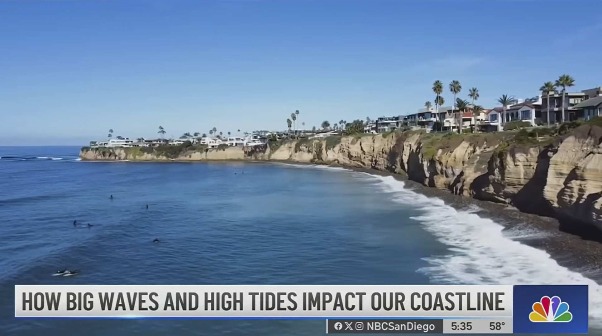 Screenshot from NBC 7 San Diego's "How is Coastal Erosion Impacting Life in San Diego" via Youtube.