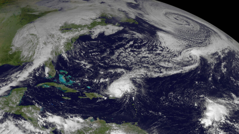 Atlantic Hurricane Gonzalo (2014) located north of Puerto Rico (captured by GOES East at 1445Z on October 14, 2014, courtesy of NOAA Photo Library, CC BY 2.0 via Flickr).
