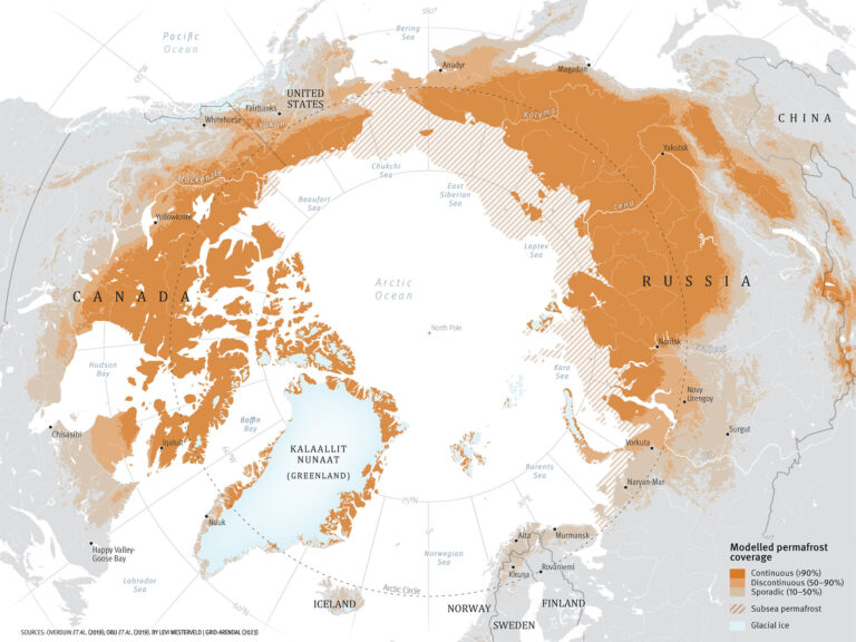 Permafrost in the Arctic (Courtesy of GRID-Arendal resources library by Levi Westerveld/GRID-Arendal CC BY-SA 2.0 via Flickr).