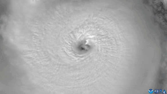 Hurricane Milton’s Clear, Breathtaking Eye, October 8, 2024 (Imagery from GEO-KOMPSAT satellite, Courtesy of the Cooperative Institute for Research in the Atmosphere at Colorado State University, the Korea Meteorological Administration, and the National Meteorological Satellite Center).