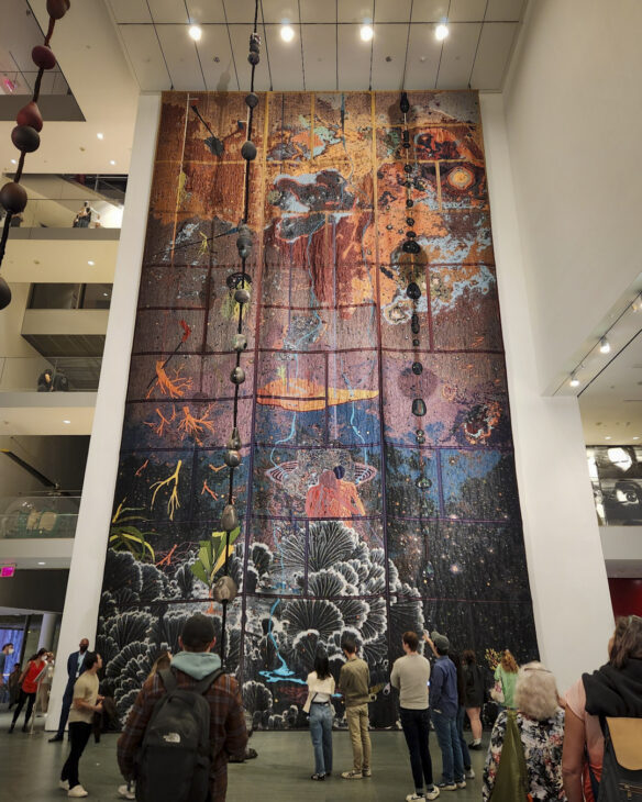 Otobong Nkanga's site specific installation "Cadence" in the Museum of Modern Art Atrium © 2024 Esther Saskin.