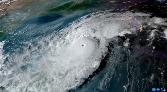 Hurricane Milton Eyes Florida, October 8, 2024 (Imagery from GOES satellite, courtesy of CSU / CIRA & NOAA, public domain).