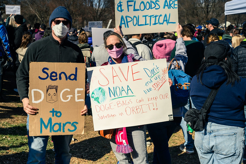 The Stand up for Science Protests garnered tens of thousands of Americans across the United States to protest the defunding and removal of science programs throughout the U.S. government, March 7, 2025 (by Geoff Livingston CC BY 2.0 via Flickr).