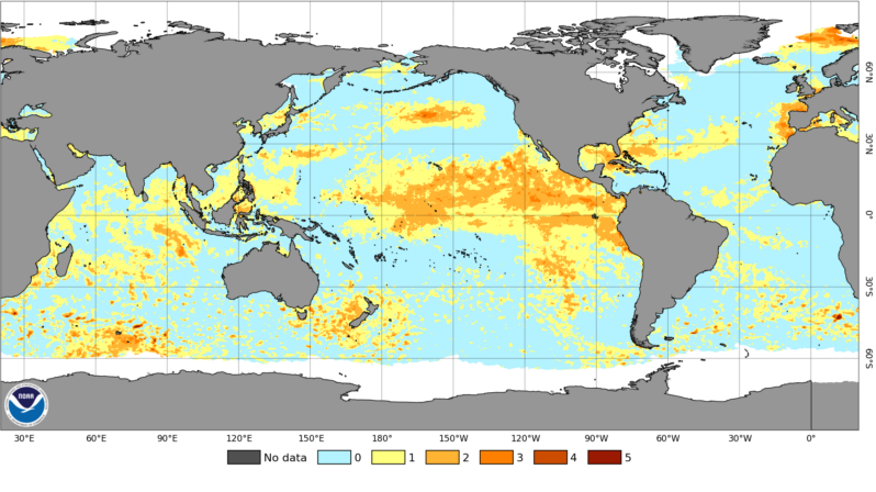 NOAA Coral Reef Watch Daily 5km SST Categories for Tracking Marine Heatwaves (v1.01) 5 July 2026, public domain