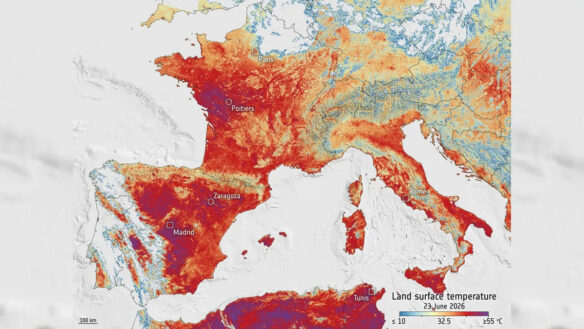 Land Surface Temperatures over Europe as seen by Sentinel 3 © European Space Agency (for editorial use via esa website).