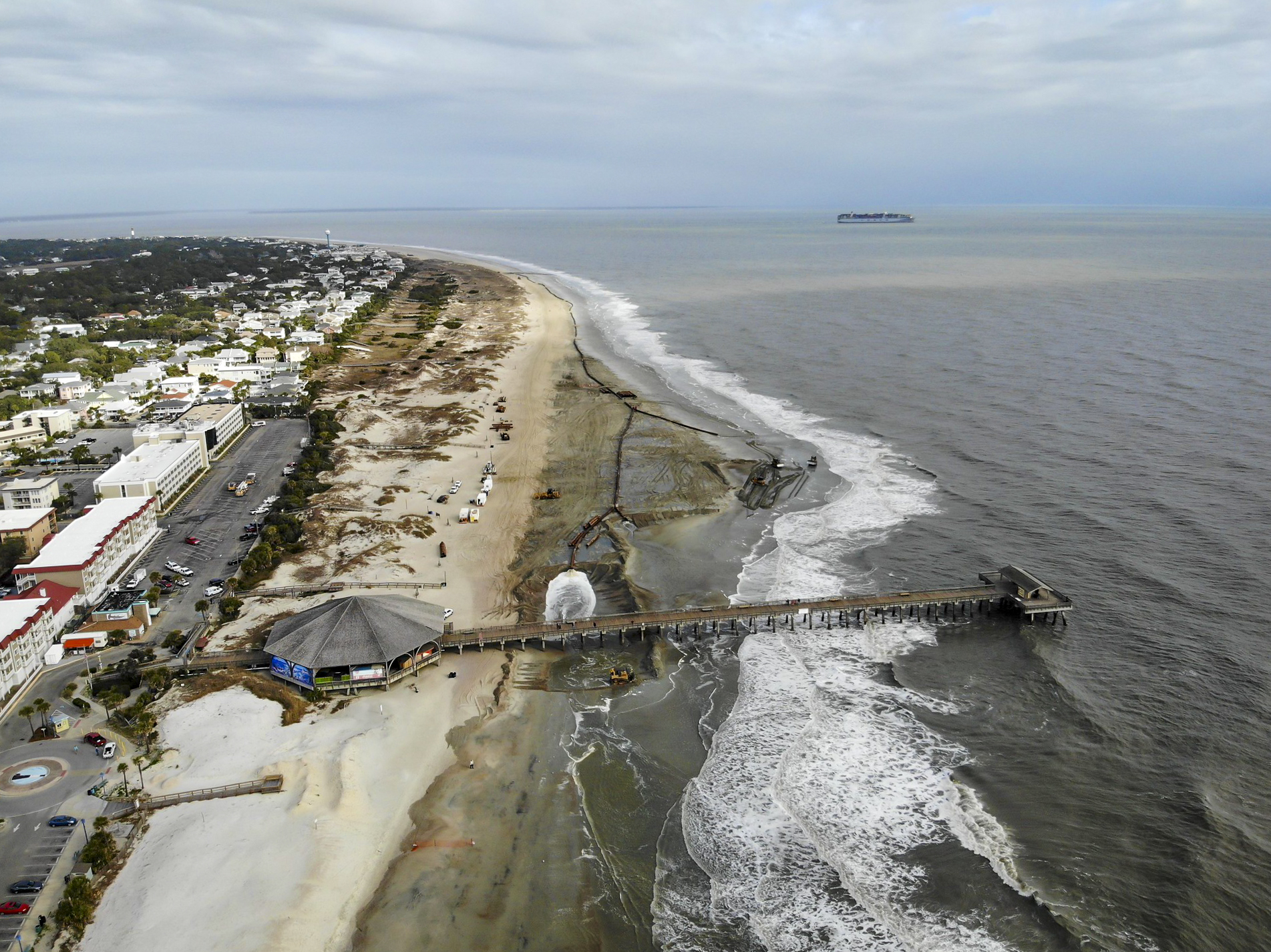 Tybee Island Renourishment project, looking north, January 10, 2020 (courtesy of Savannah District US Army Corps of Engineers created by dji camera, CC BY 2.0, via Flickr).